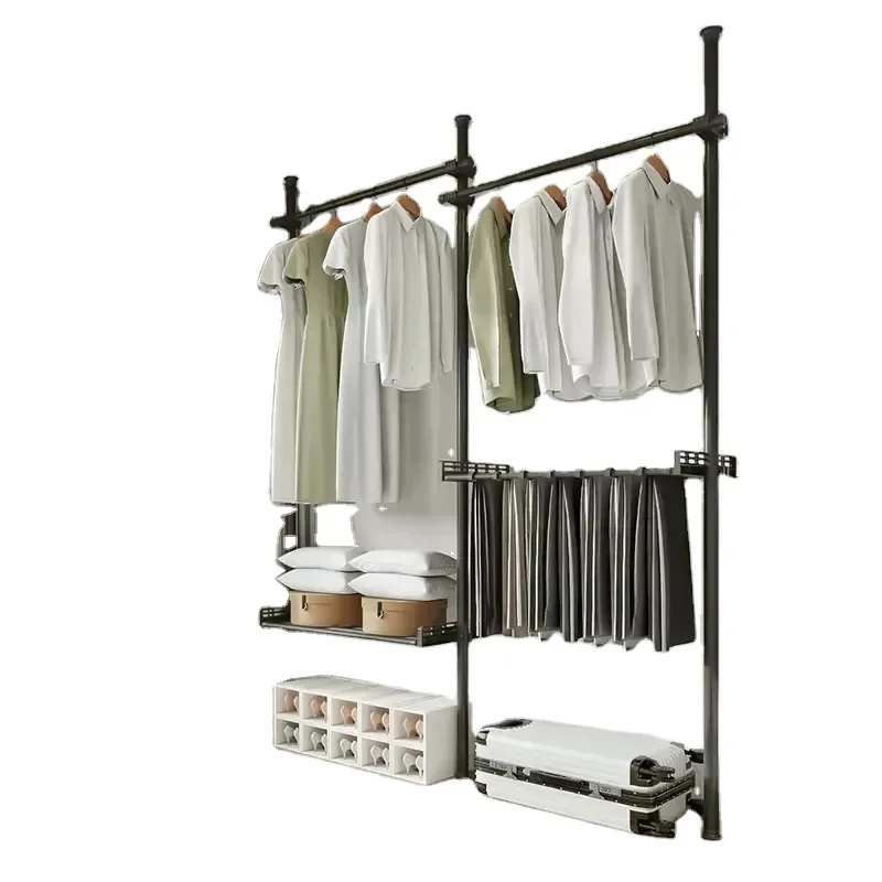 

Bedroom Adjustable Clothes Rack Corner metal coat rack Detachable Hanging Clothes Rack