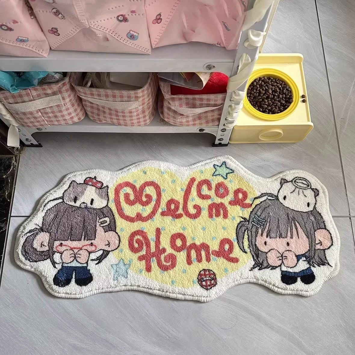 Nette Cartoon Teppich Mädchen Boden Matte Schlafzimmer Plüsch Nacht Nachahmung Kaschmir Fuß Matte Fuß Kaffee Tisch Anti-Slip Raum dekoration – Detail 7