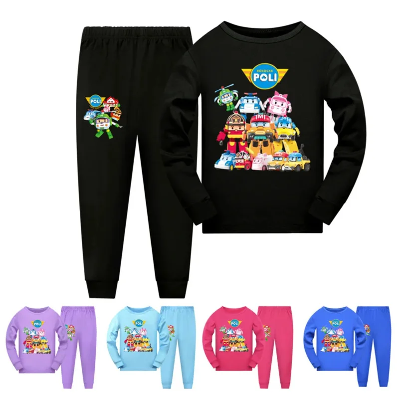 AIAI 2025RobocarPoli Pajama Set Kids Clothes Girls Tracksuit Teenage Boys Long Sleeve T Shirt+Pants Suit Sleepwear or Homew view 2
