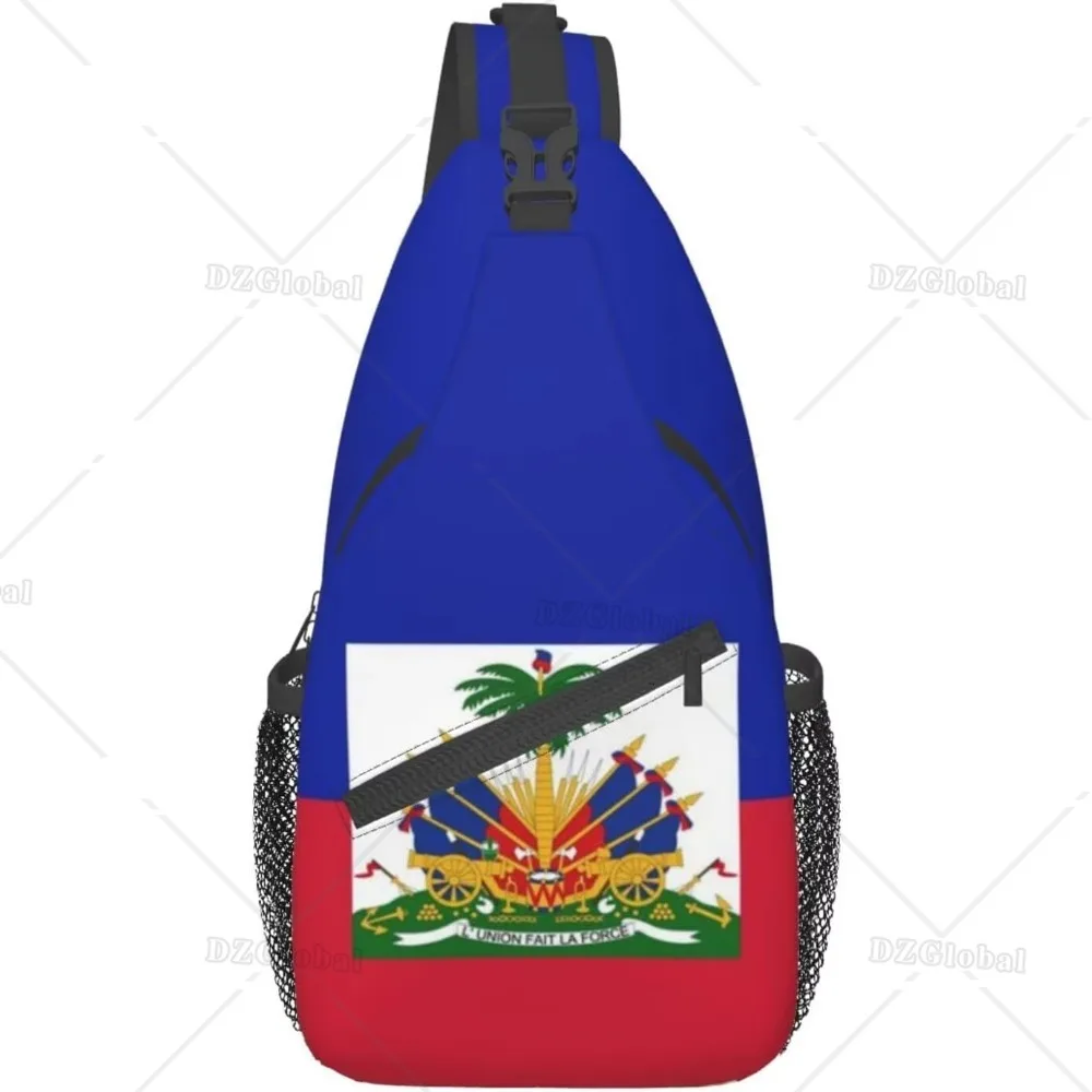 Haitian Flag Hiking Daypacks Crossbody Chest Bag Sling Backpack for Men Women Outdoor Cycling Hiking Travel