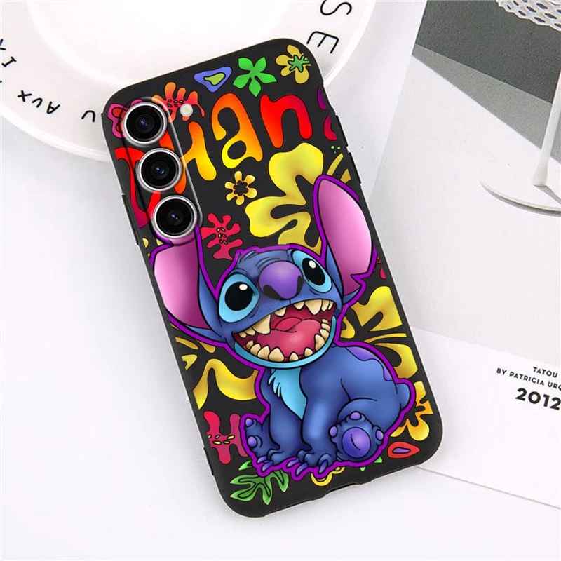 Stitch Cute For Samsung Galaxy S23 S22 S21 S20 Ultra Plus Pro S10 S9 S8 S7 Silicone Soft Black Phone Case Coque Capa Fundas