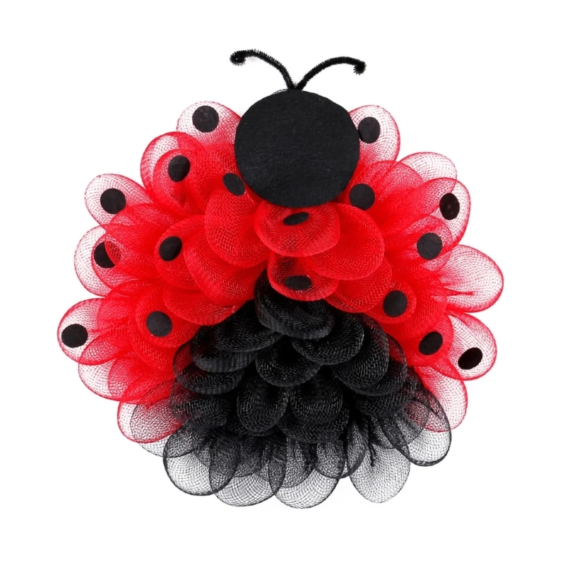 15Inch Ladybugs Welcome Wreath Farmhouses Spring Door Hangers Mesh Garlands Dropship