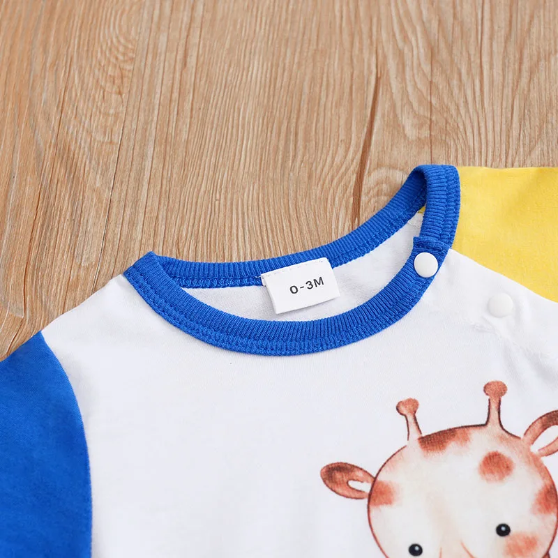 Summer Boys\' Cute Cartoon Animal Party Comfortable Casual Round Neck Short Sleeve Baby Bodysuit