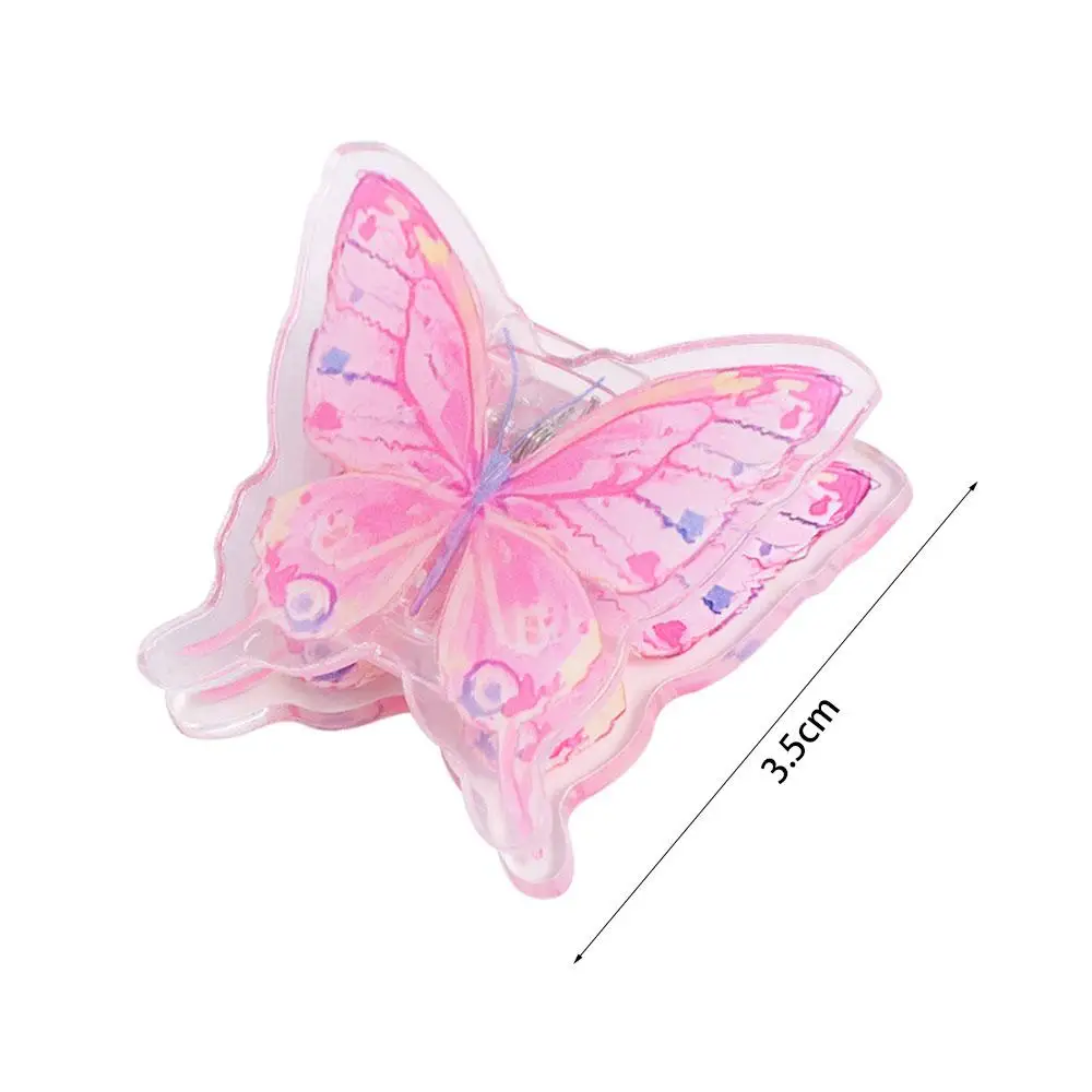 Gradient Butterfly Acrylic Paper Clip Y2k Decorative Cute PP Clip Paperclip Ins Cartoon Memo Clip Desk Organizer