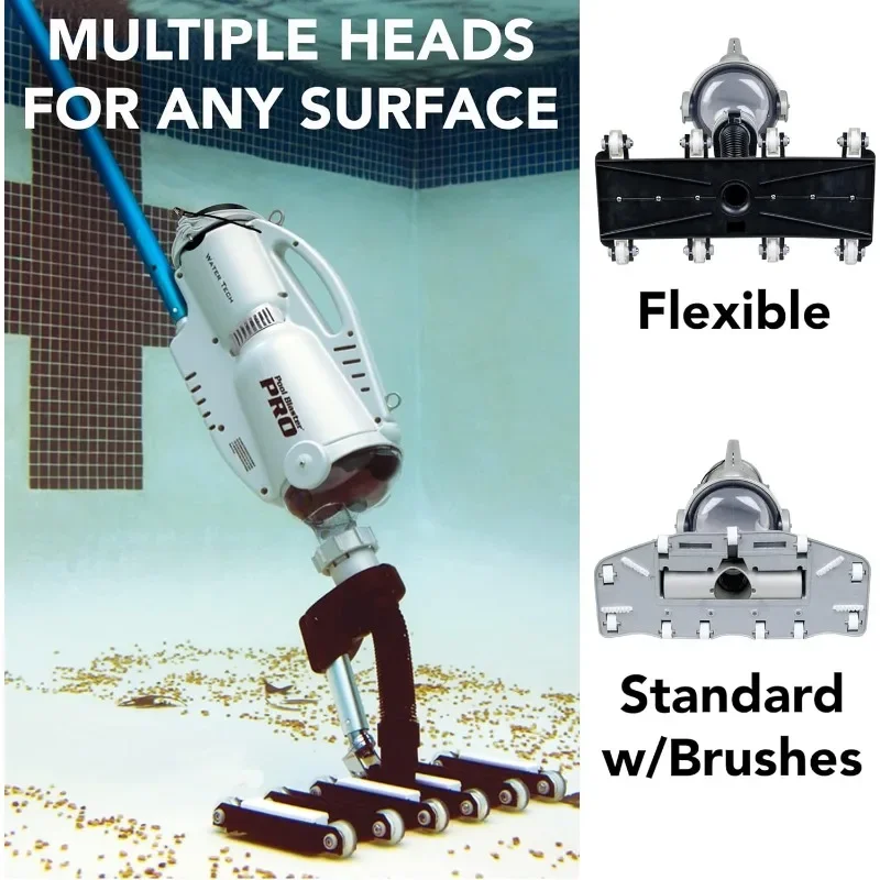 POOL BLASTER Pro 2000 Commercial Pool Vacuum Cordless Rechargeable Hose-Free,up to 2 Hour Runtime,Sealed Battery Two Vacuum Head