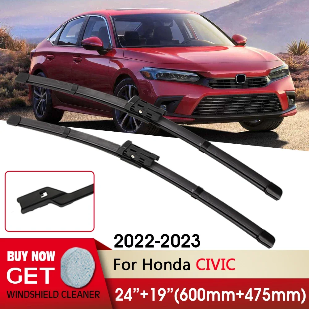 

Car Wiper RHD LHD Front Wiper Blade 24"+19" For Honda CIVIC 2022-2023 Fit push button Front Windscreen Wipers Auto Accessories