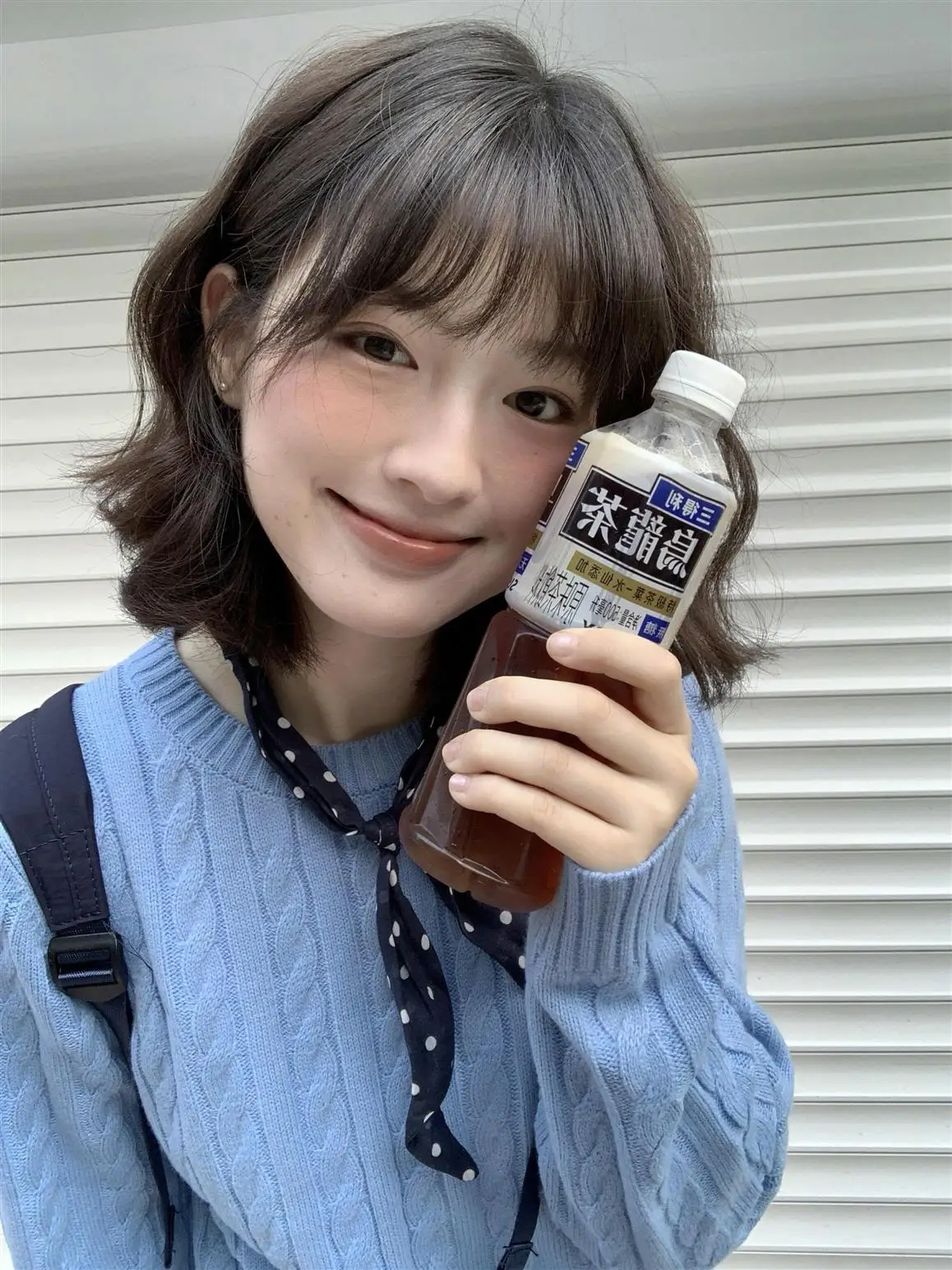 الكورية كلية Sle ريترو تويست الأزرق جولة Ne سترة المرأة الخريف الشتاء كسول تصميم عارضة أعلى محبوك طويل S...