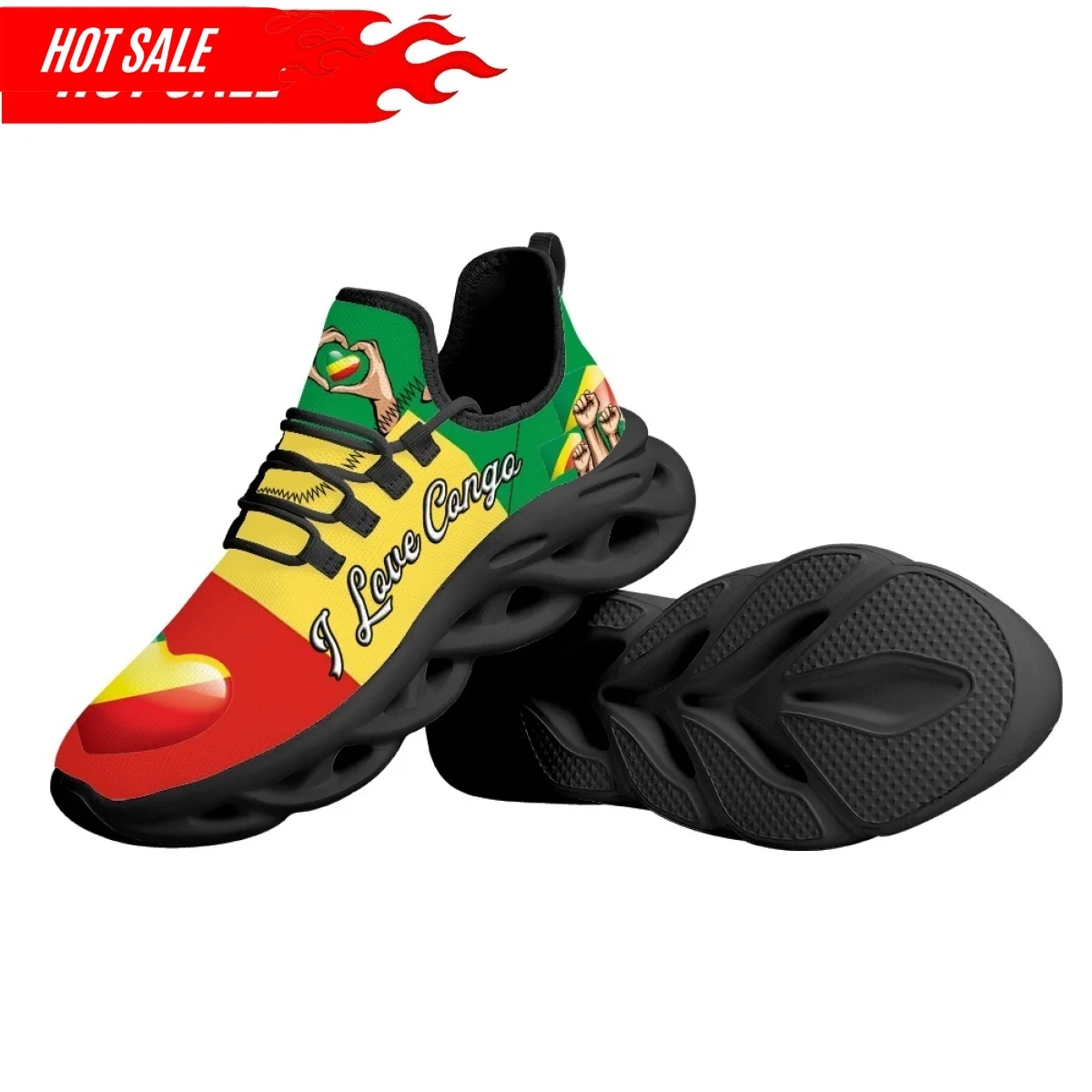 Men's Shoes Women Casual Sneakers Congo Flag Printing Fashion Lace-up Walking Male Summer Flats Footwear Shoes 2024