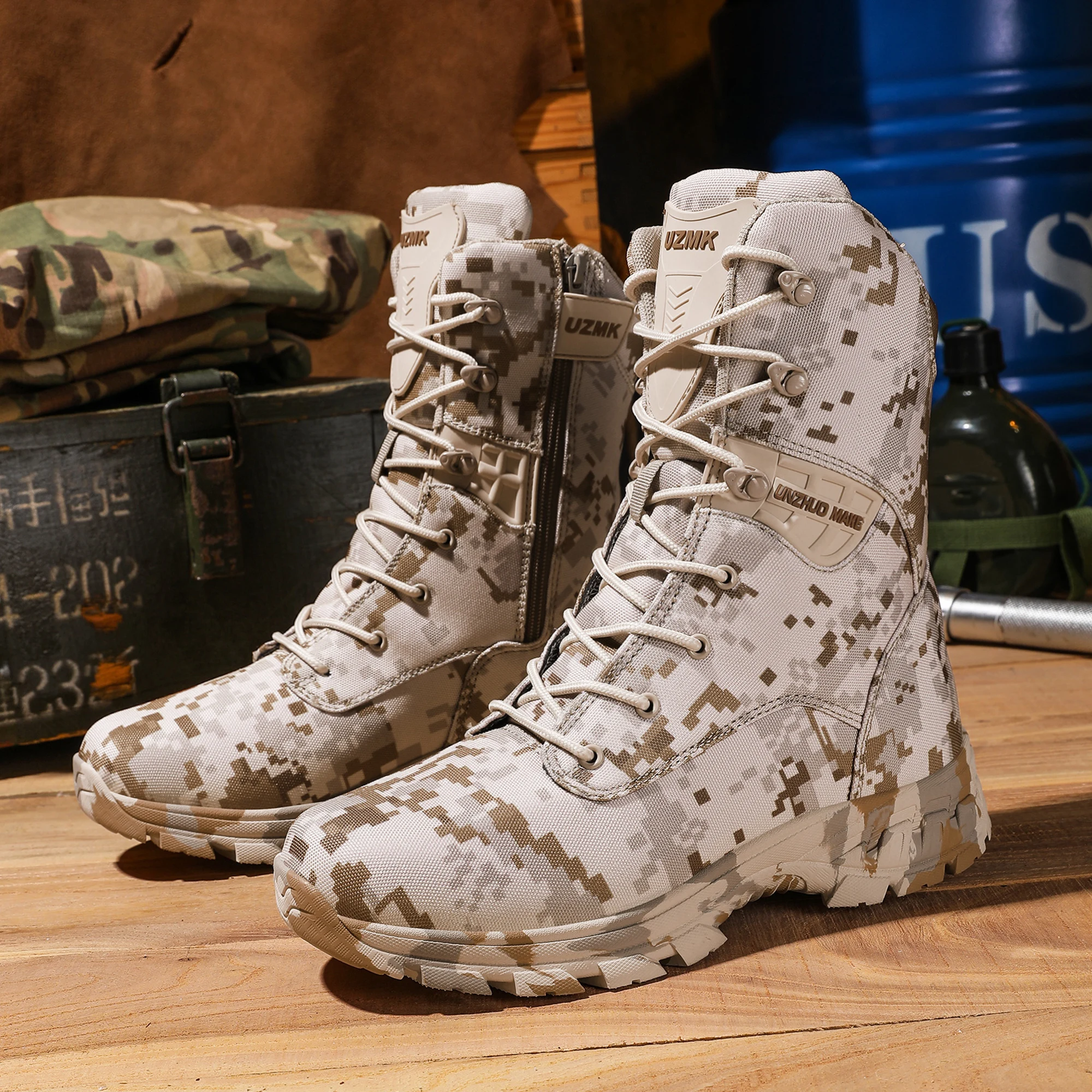 Men's camouflage training boots four seasons anti-slip breathable outdoor field hiking Professional Battlefield tactical boots view 2