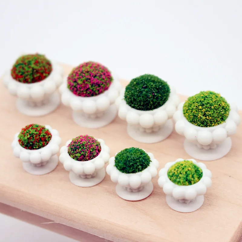 Dollhouse Plant Artefact Flower Pots Landscape Mini Planters Models Flower Plant Beds Greenery Miniature Home Decor Decoration