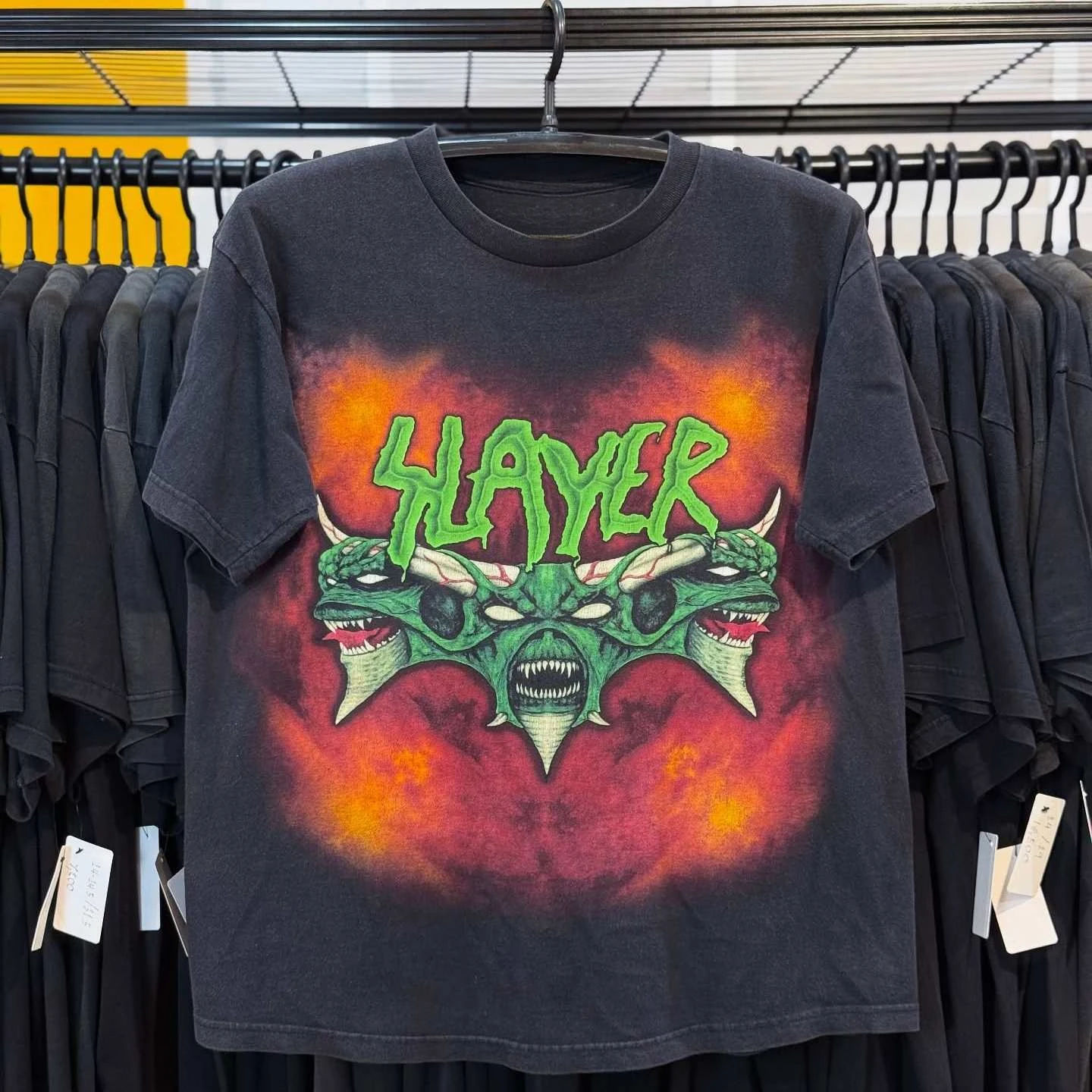 Three-Headed Demon Vintage 1994 Slayer Divine Intervention Tour Band Graphic Tee Cotton Mens Womens T-Shirt Summer Streetwear