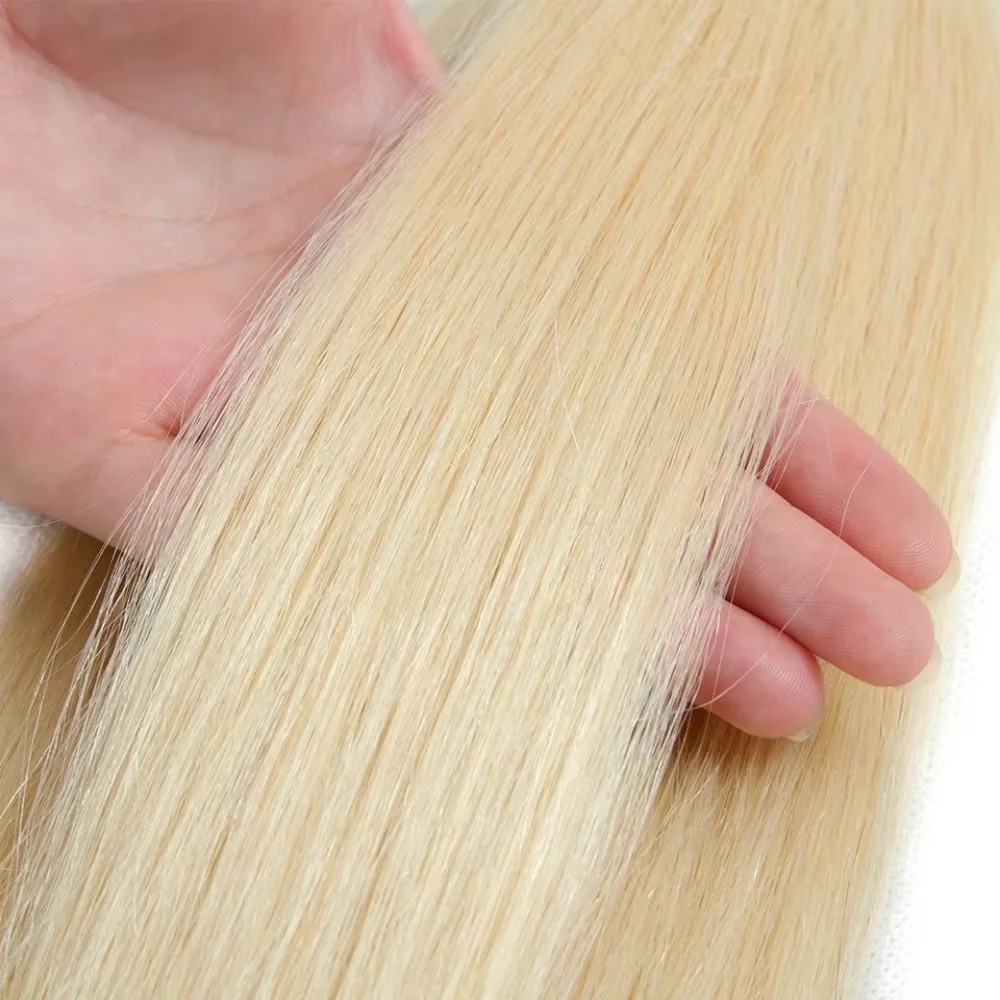 Human Hair Wigs 613 Blonde Colored Straight Short Bob 220% Density 13x6 Full Frontal HD Transparent Lace Pre-plucked 8-14 Inch - view 4