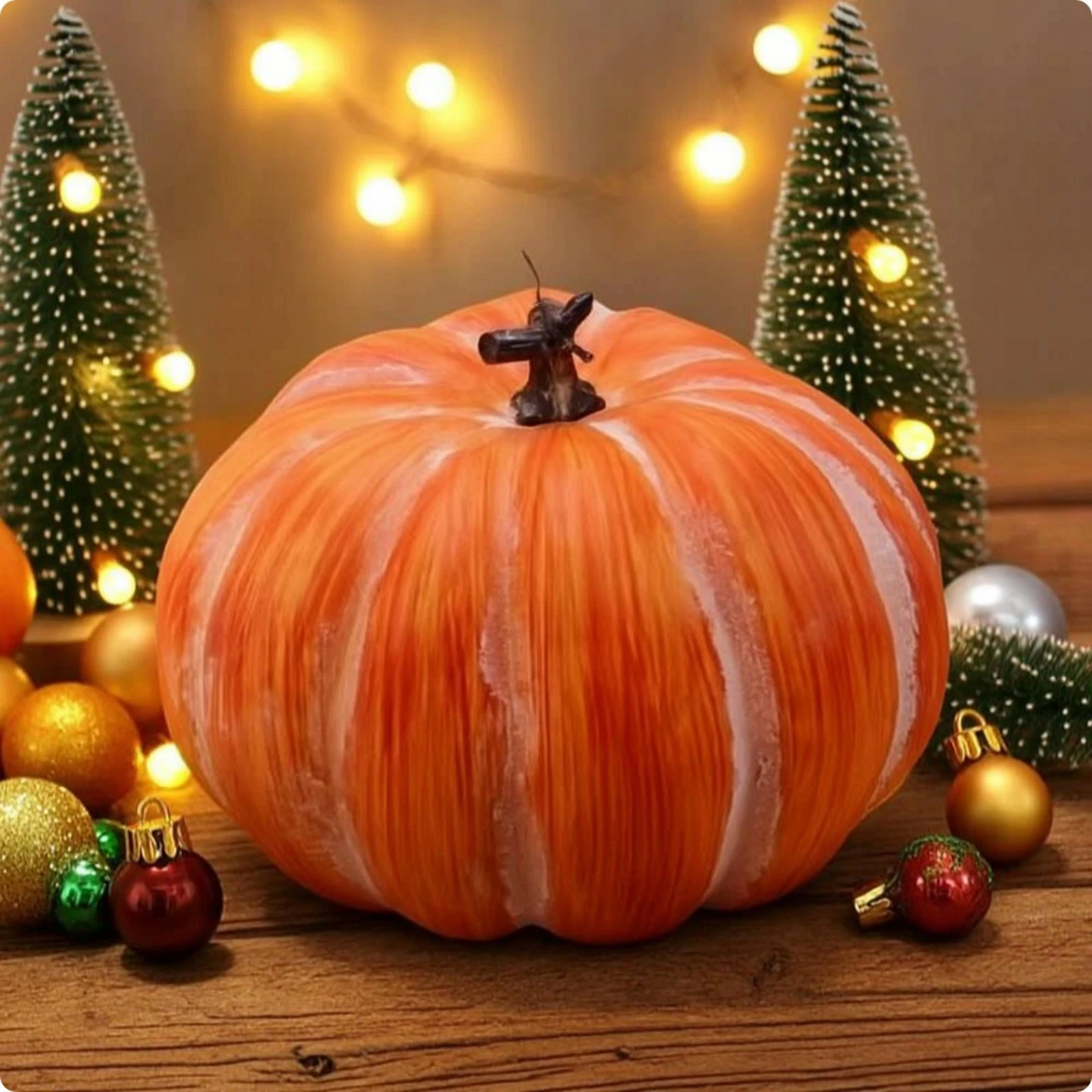 Faux Pumpkin Autumn Decorative Pumpkin Decor Brushed Ornament Fake for Tabletop, Halloween - view 6