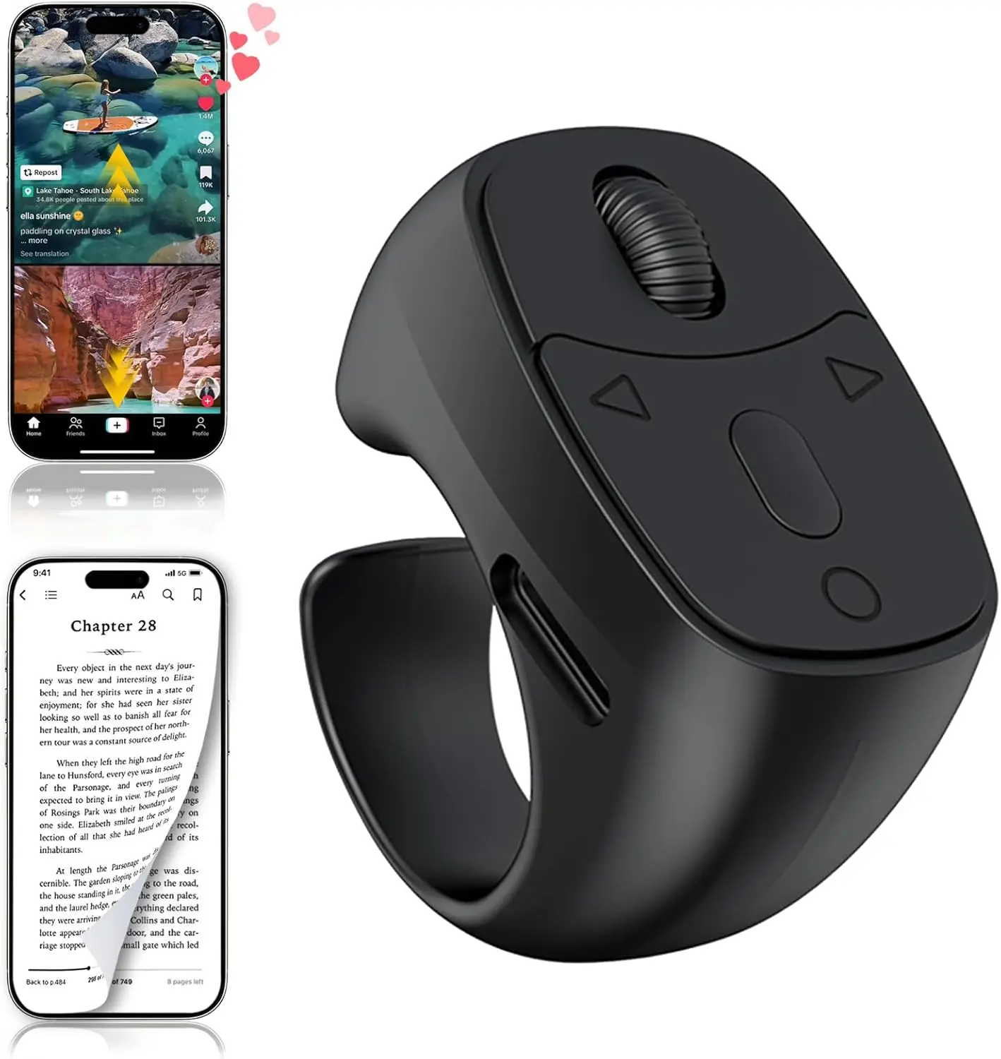 Remote Control Scrolling, Suitable for E-Book Page Flipping, Bluetooth Camera Shutter Remote Control Suitable for IPhone/Android