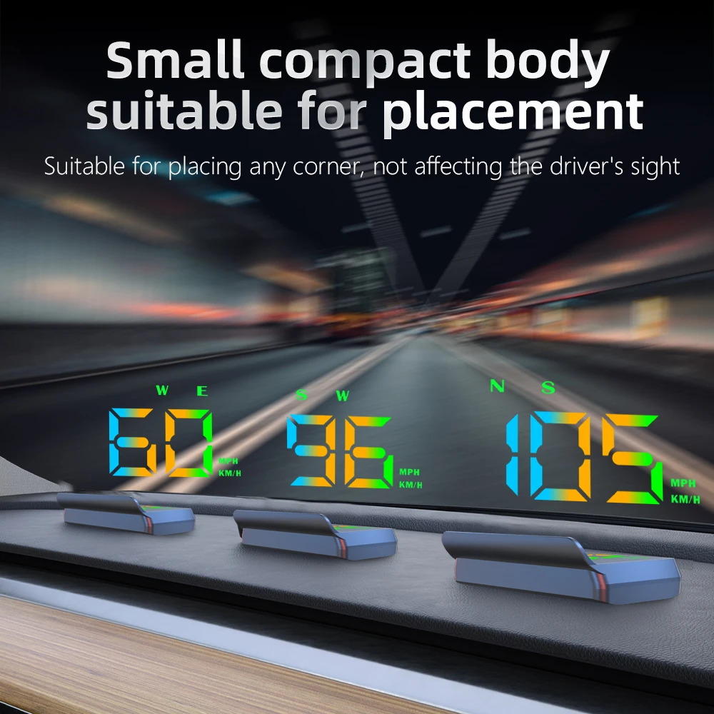 Wyświetlacz samochodowy Head-Up Display USB 5V, kolorowy wyświetlacz LCD, cyfrowy wyświetlacz KMH MPH z kompasem, alarm przekroczenia prędkości dla wszystkich samochodów.
