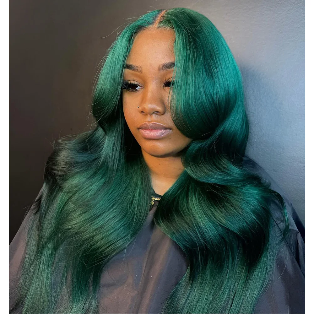 Linhua 5x5/4x4 Lace Wig Dark Green/Emerald Green Body Wave 13X4 Transparent Lace Wigs Remy 13X6 Lace Frontal Wig Preplucked