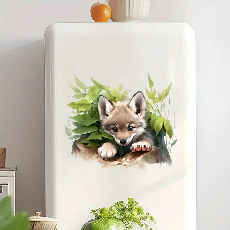 Wolf in the Grass Self-Adhesive Toilet Stickers,Wall Decal Removable