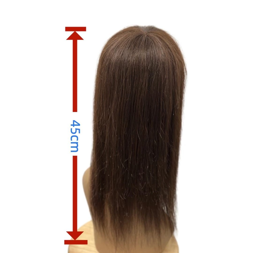 Rambut Asli Tebal untuk Wanita dengan Rambut Menipis, Hair Topper untuk Wanita dengan Poni, Jepit Rambut Lurus