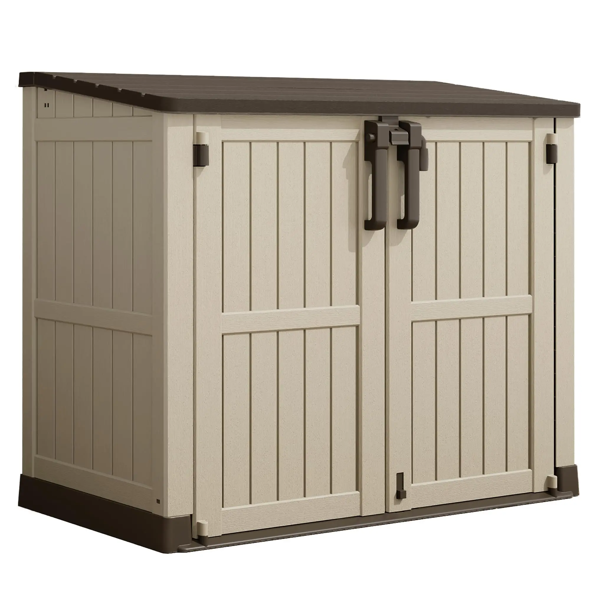 Waterproof Outdoor Storage Box 36 Cu Ft with Lockable Doors,Portable Outdoor Storage Shed,Horizontal Outdoor Storage