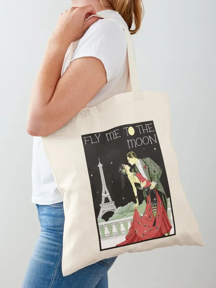 

FLY ME TO THE MOON; Vintage Dance Print Tote Bag shopper bag women Big bag women large size bags canvas tote