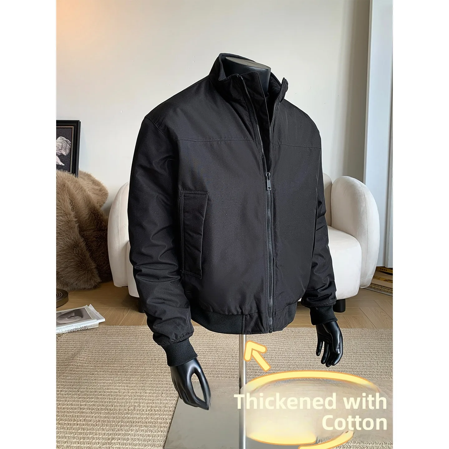 

Мужская модная повседневная куртка-бомбер из хлопка с воротником-стойкой в американском стиле, премиум-класса