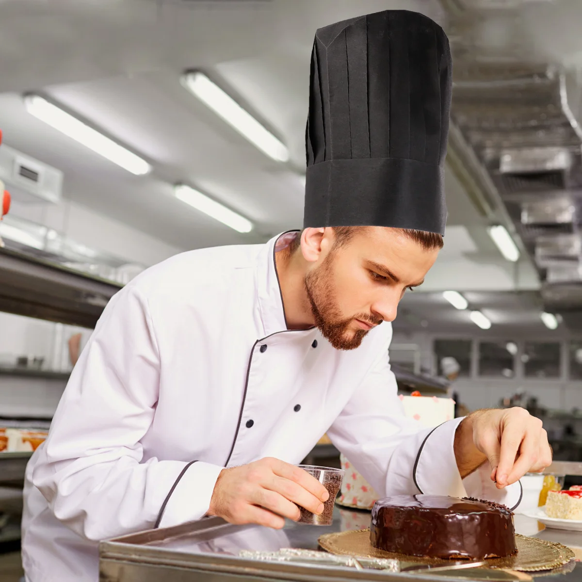 Topi koki sekali pakai untuk dapur, 20 buah topi koki sekali pakai untuk koki Anti kotor, topi kerja dapur