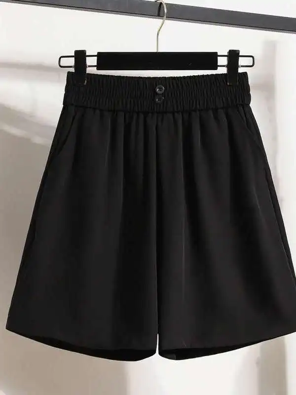 

Женские шифоновые шорты, летние, новые, с высокой талией, повседневные брюки из полиэстера, 100% полиэстер, средняя талия, материал ПВХ