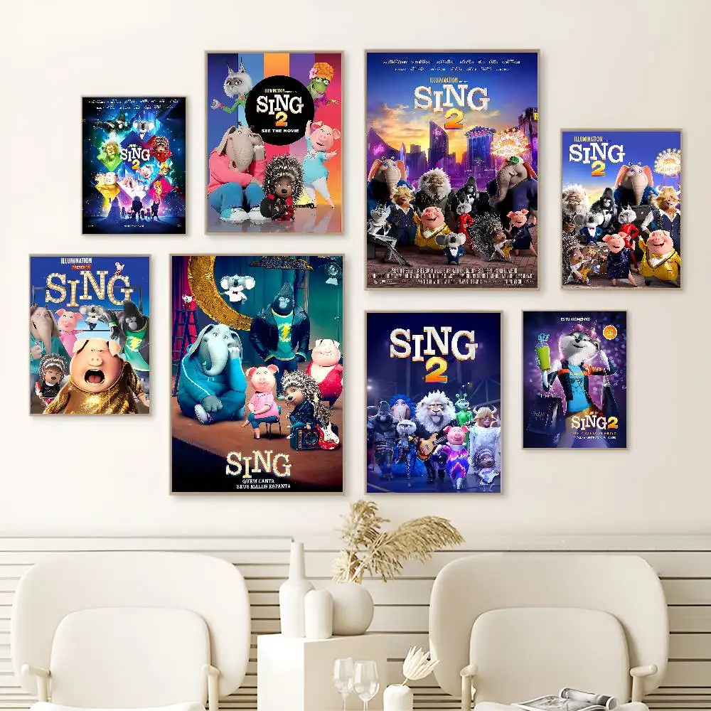 Classic S-Sing Animation Movie Movie Sticky Posters Vintage Room Home Bar Cafe Decor Room Wall Decor