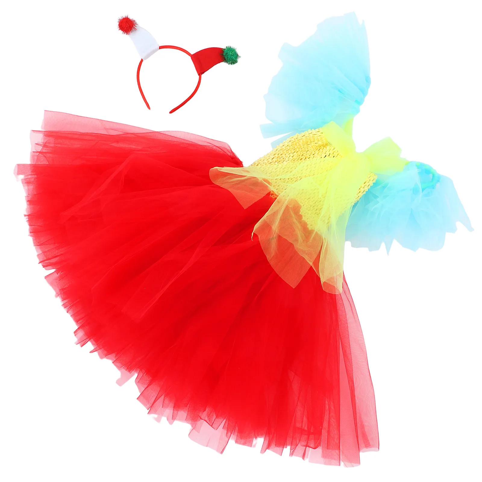 1Set Clown Costume for Girls Tutu Skirt Set Layered Dreamy Design Soft Comfortable Fabric Ideal for Halloween School Play