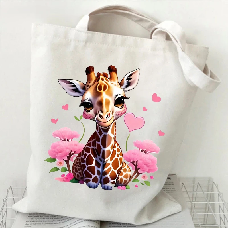 Cute Flower Owl Casual Tote Bag Women Watercolor Animal Shopping Bag Teen Cartoon Animal Shoulder Commuter Bags Female Handbag