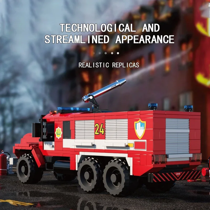 471PCS City Fire Truck Building Blocks Classic Rescue Car Model Bricks Desktop Decoration Educational Toy For Kids Holiday Gifts