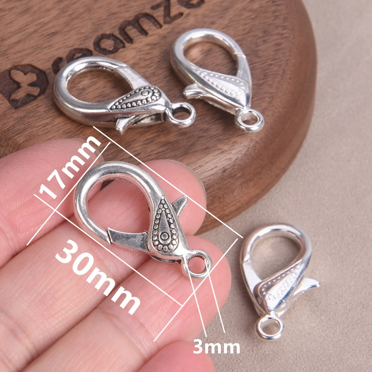 5pcs 30x17mm Antique Silver Color Metal Lobster Clasps Hooks Clips for Necklace Bracelet Jewelry Making DIY Crafts Findings