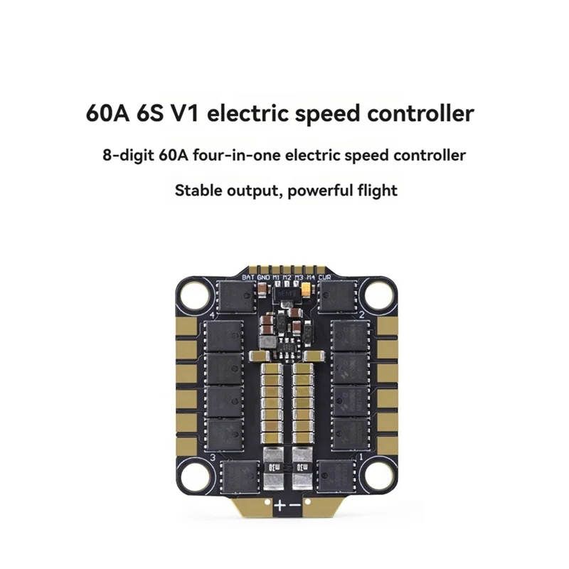 SQPP-pour Drone RC FPV Compatible 60A 6S V1 4 en 1 8 bits ESC 2-6S Lipo Dshot 150/300/600 30.5Mm x 30.5Mm