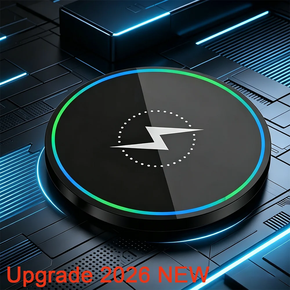 Wireless Charger, Compatible with iPhone, Samsung Phones & Apple Earphones. Induction Fast Charging Dock Pad, Compact & Portable
