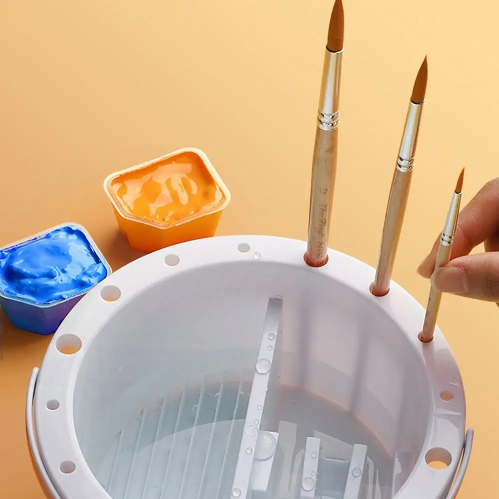 Paint Brush Holder/Color Palette Paint Brush Washing Bucket with Lid 3-in-1 Paint Brush Washer Plastic Paint Brush Holder