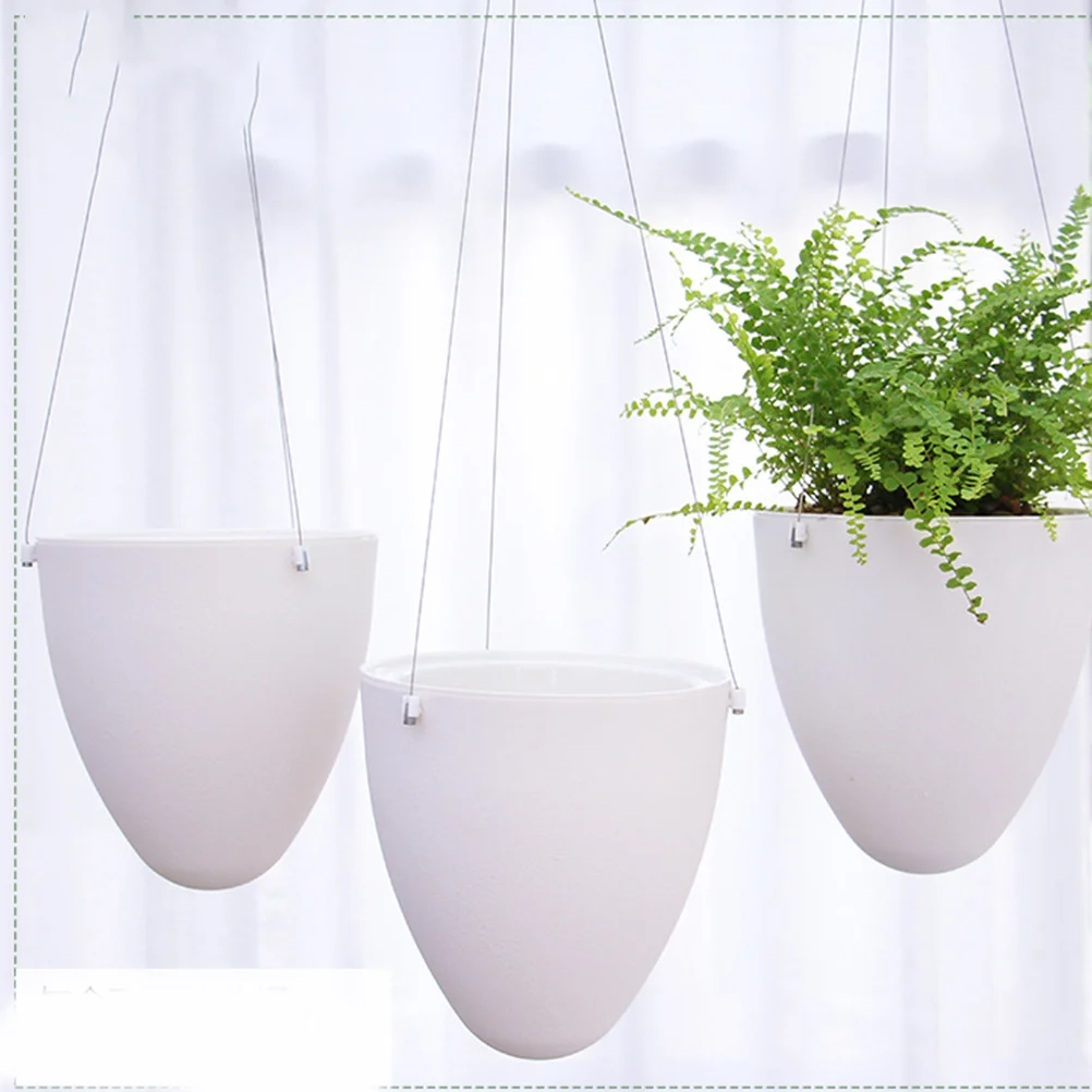 

1Pcs Egg Shaped Hanging Planter Premium PP Self Watering Plant Pot for Indoor Outdoor Decorative Garden Cotton Rope Moisture