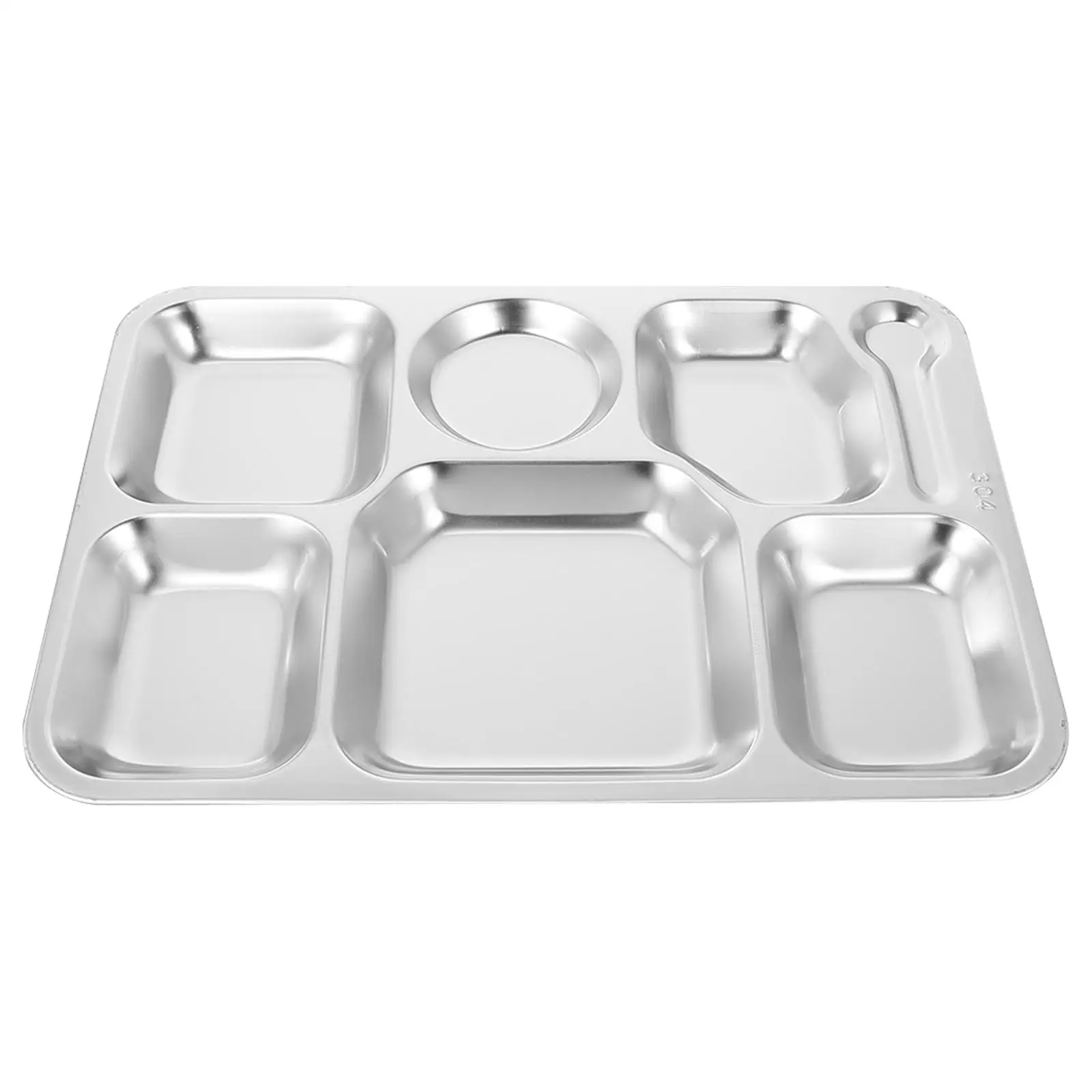 

Stainless Steel Divided Tray Food Compartment Plate Lunch Meal Holder Easy Clean Kitchen Bar Utensils Students Camping