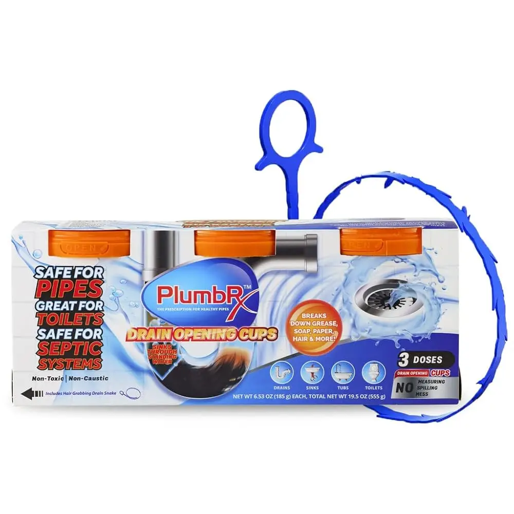 

Drain Opener Cups | Hair Clog Remover | Drain Cleaner For Toilets, Sinks, Tubs - Septic Safe | 3 Uses + Hair Snake