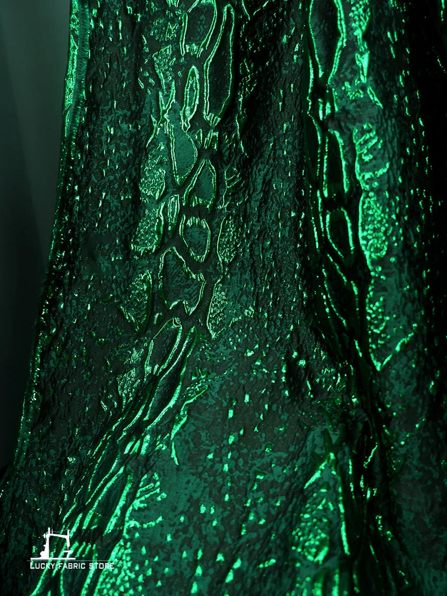 Three-Dimensional Bones, Fossil Texture, Bright Silk Jacquard Fabric, DIY Coat Material, Designer Fabric