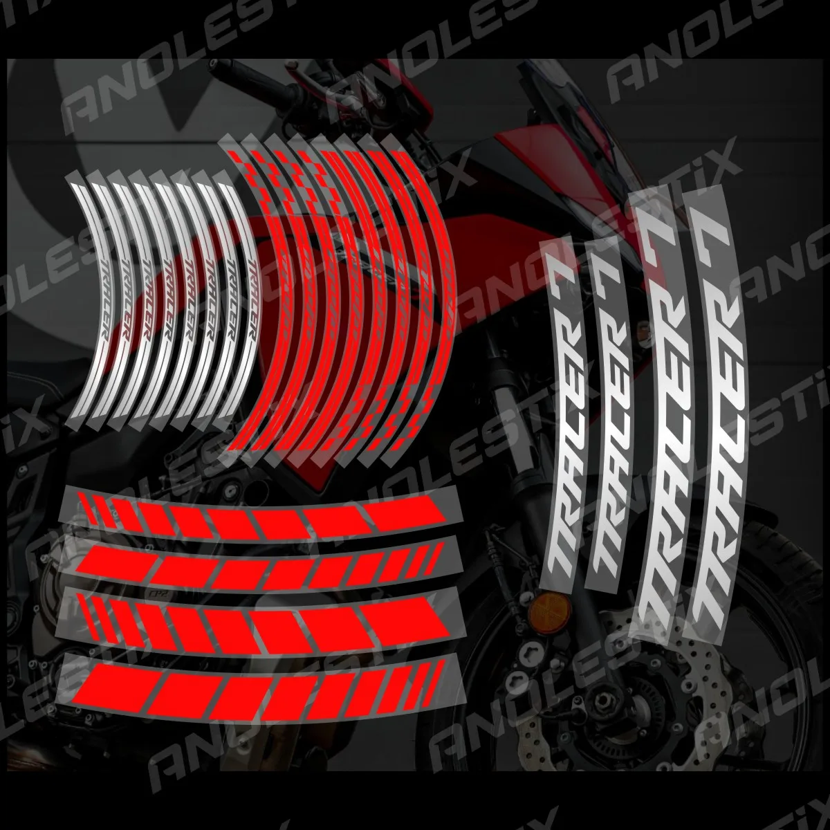 AnoleStix Reflective Motorcycle Wheel Sticker Hub Decal Rim Stripe Tape For YAMAHA TRACER7 TRACER7GT