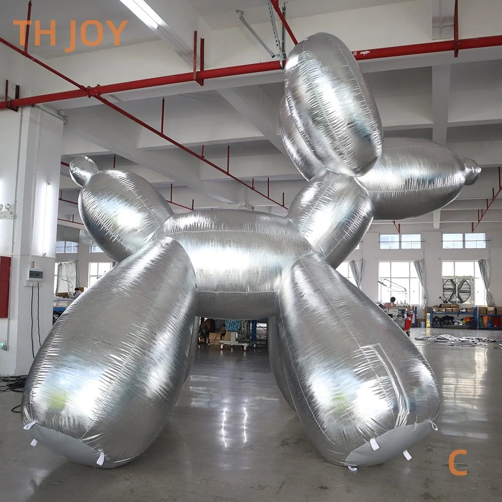 

fast air ship to door, 3m 10ft Sliver Color Inflatable Mirror Dog Balloon,outdoor custom inflatable Standing Dog for Decoration