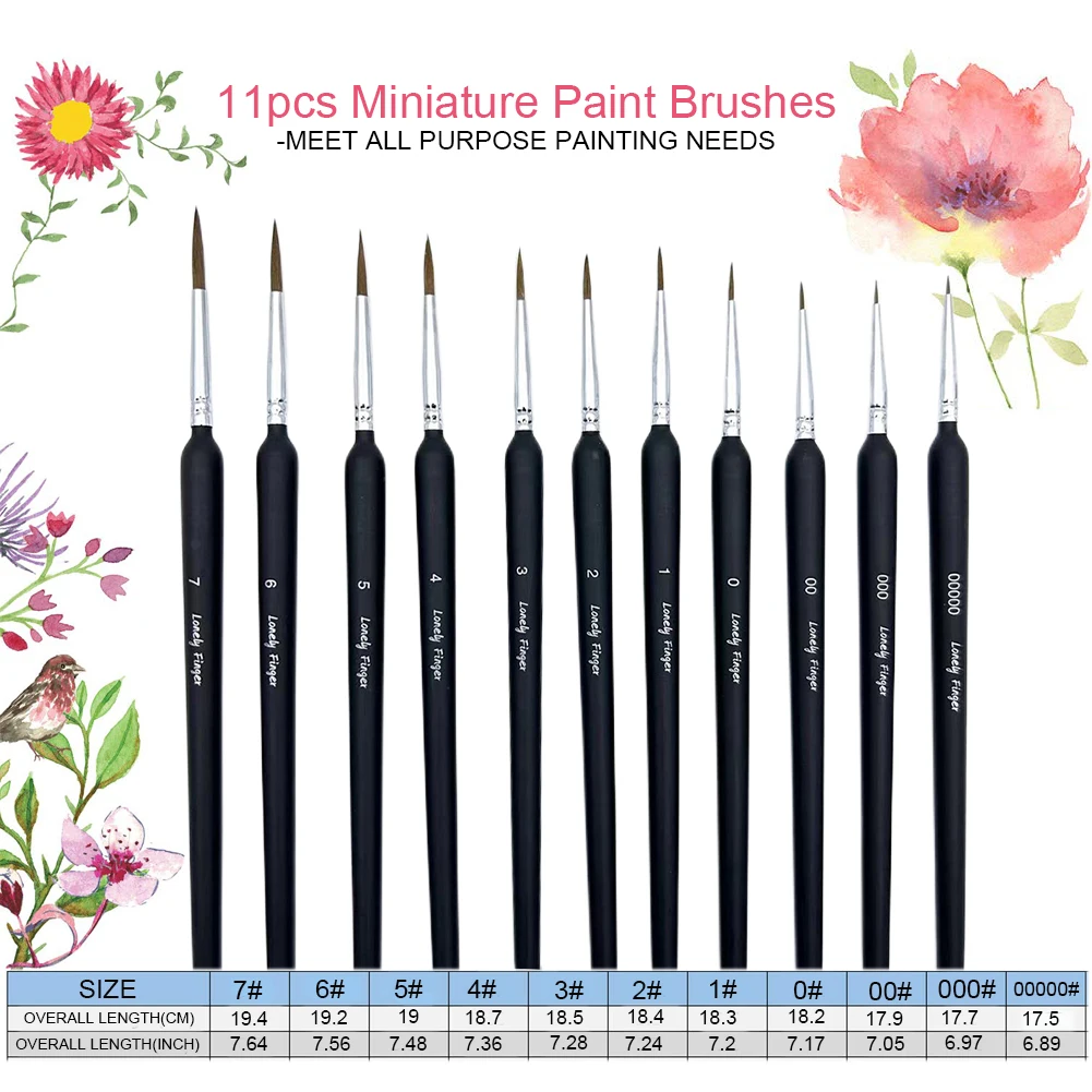 Imagem -02 - Miniatura Paint Brushes Grupo Pequenos Pincéis de Ponta Fina Micro Detalhe Pincel Perfeito para Acrílico Aquarela Artesanato 11 Pcs