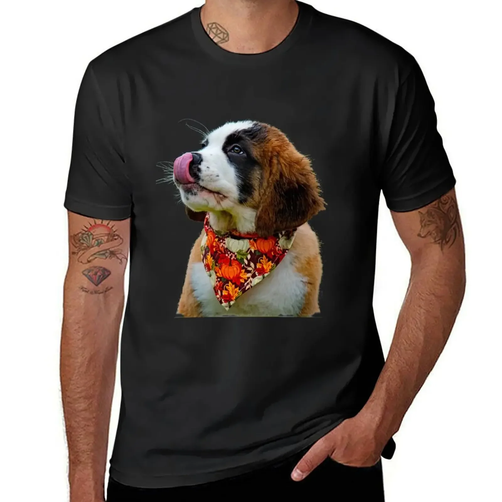 Saint Bernard Puppy Love - No Background T-Shirt quick-drying plus size clothes men tshirt