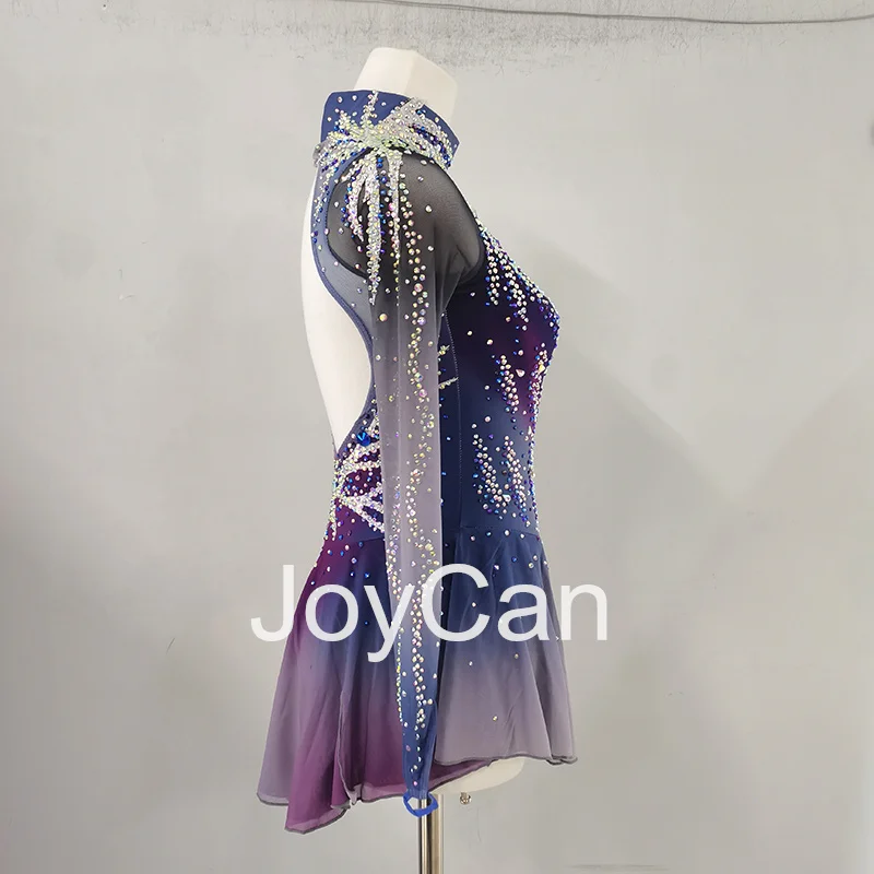 JoyCan-فستان التزلج على الجليد للفتيات ، مطاط مطاطي ، رمادي ، منافسة ، ملابس رقص ، مخصص