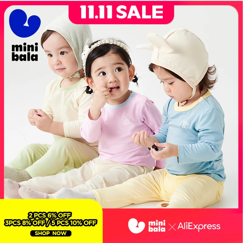 

Mini Bala Baby Warmth-keeping Underwear Set Quick-dry Bacteria-inhibiting Loungewear Baby Pajamas