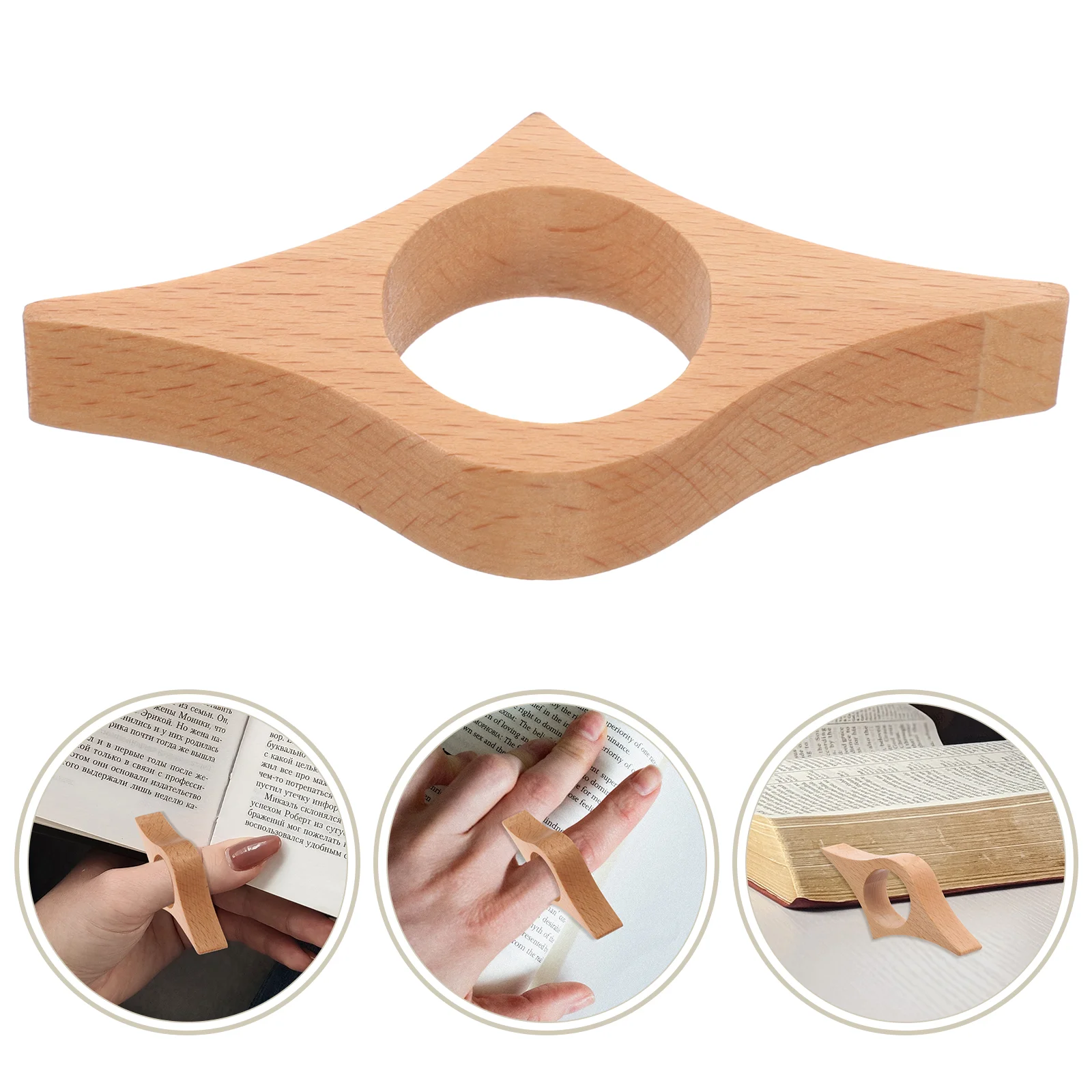 Book Holder Stand Reading Accessories Thumb Ring Page Holders Bookshelf Household Wooden Aid Reading Bookmark