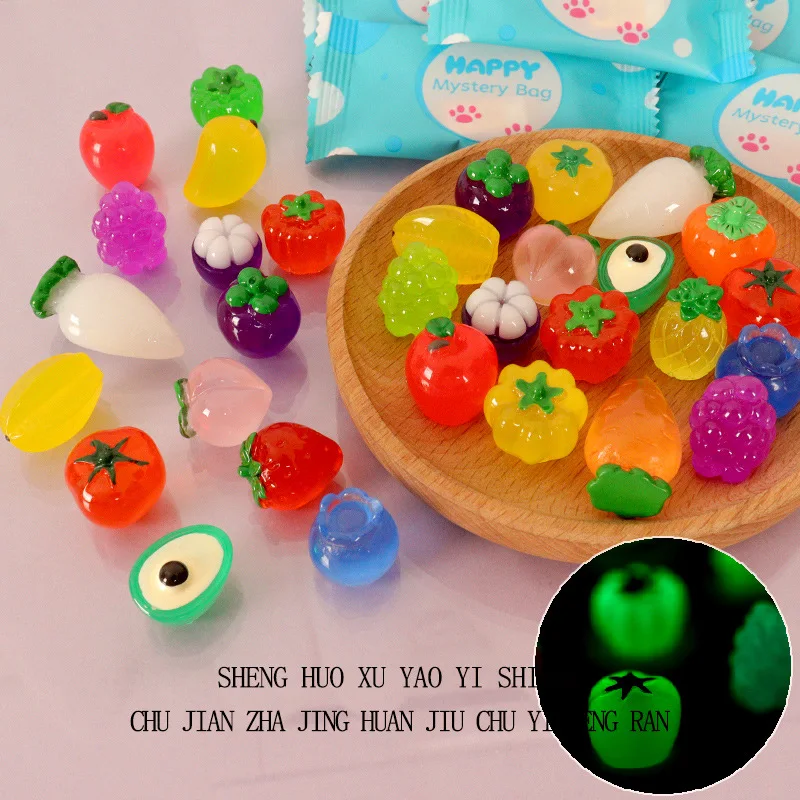 5 Bags Cute Mini Luminous Vegetable Model Children Play House Game Props Ornament Fake Candy Kids Birthday Party Favorite Gifts