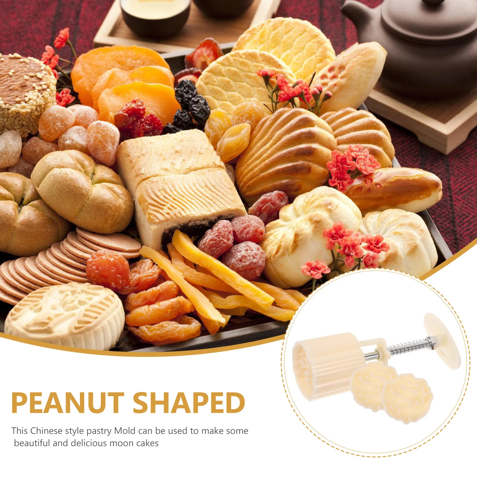 

1Set Moon Cake Mold Hard Plastic Pressing DIY Green Bean Cake Maker Mid-Autumn Festival Baking Supplies Pressing Cookie Mold