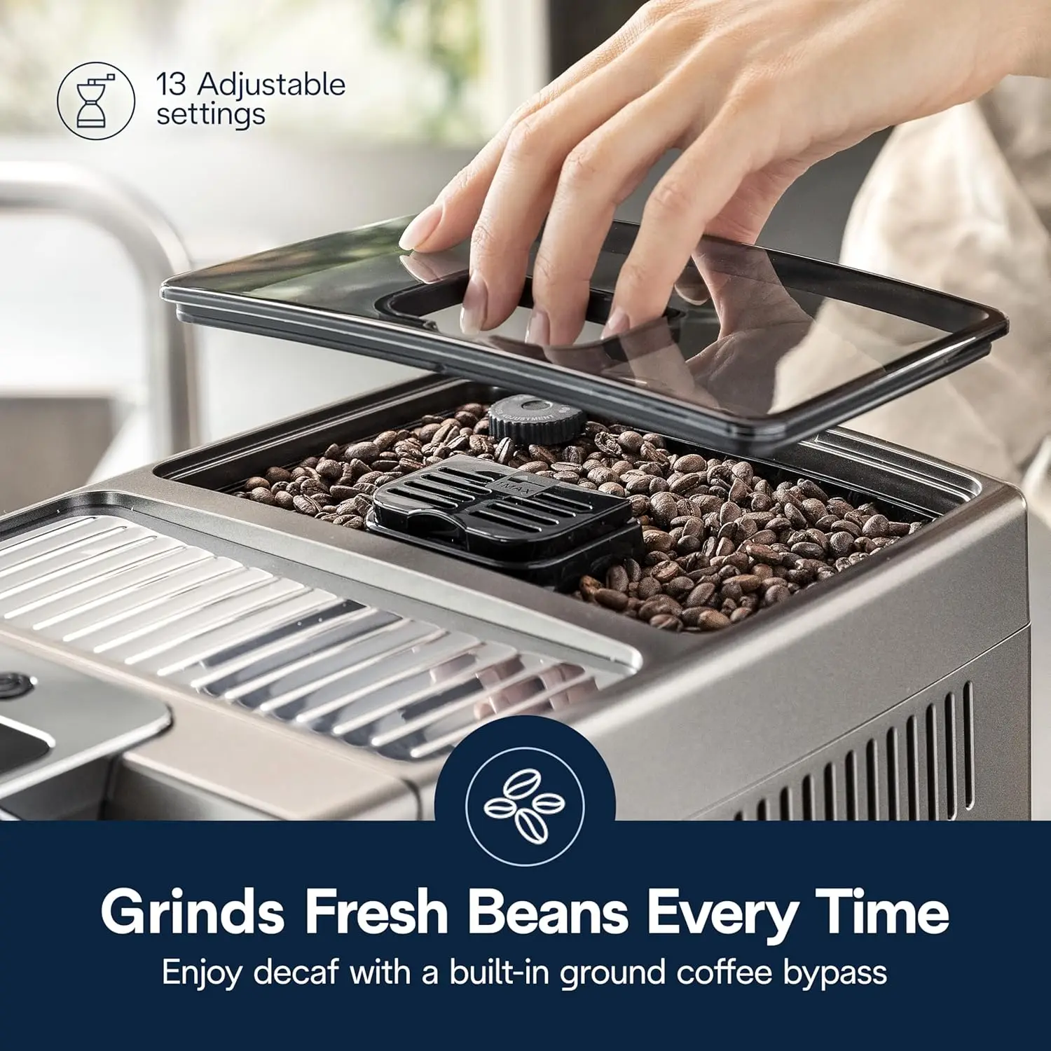 De'Longhi Dinamica Plus Connected Espresso & Coffee Machine with Automatic Milk Frother, One Touch Latte, Cappuccino,ECAM37095TI