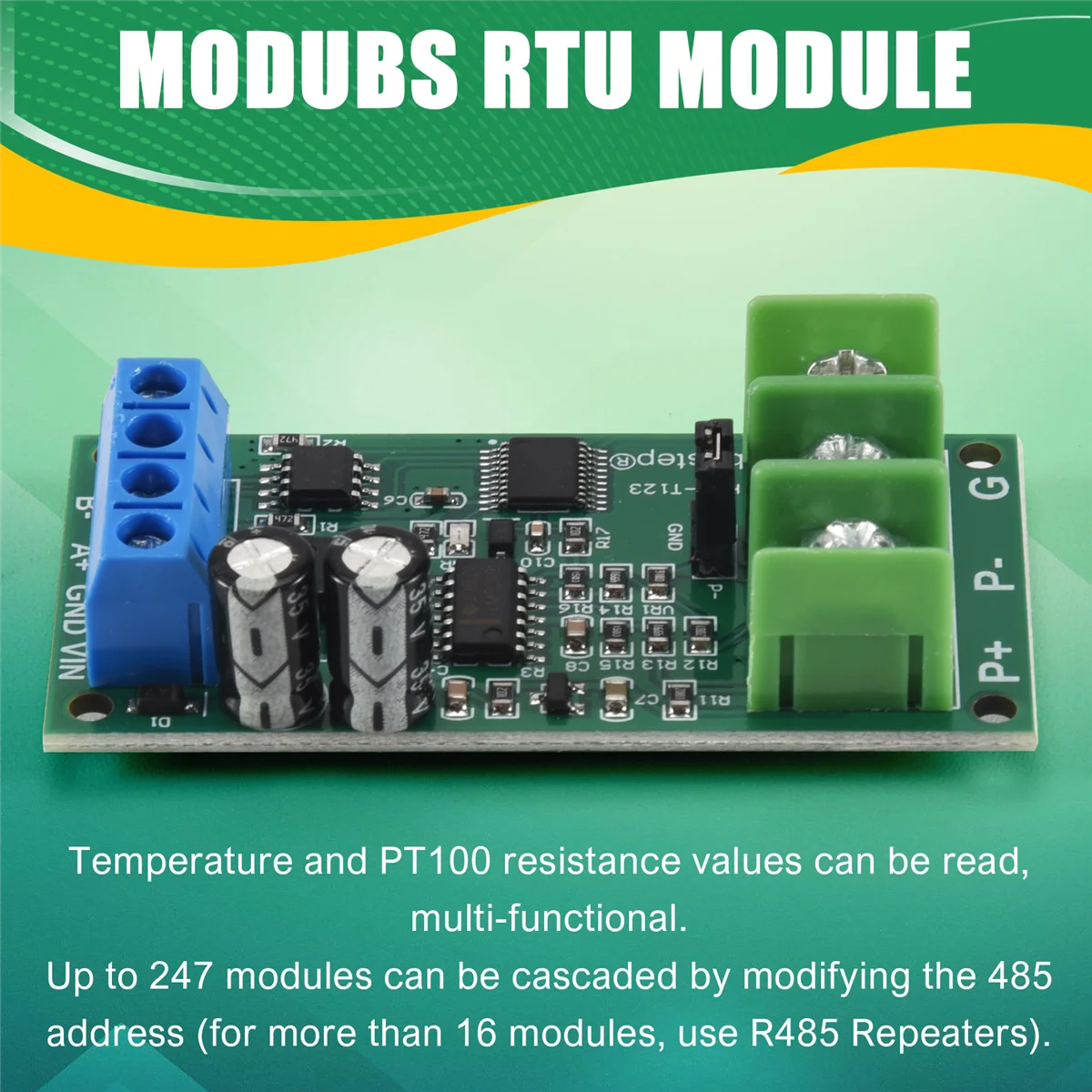 PT100 Platinum Thermal Resistance RTD Temperature Sensor Transmitter RS485 MODUBS RTU Module